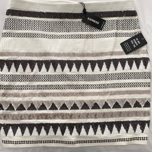 Express Off White Sequins Skirt
